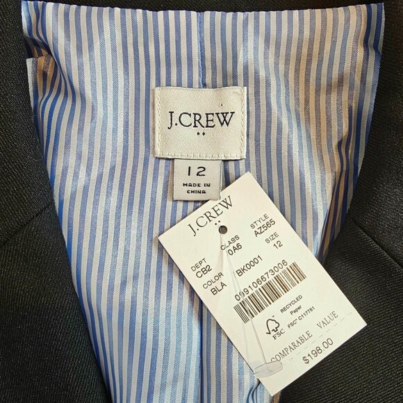 Womens J Crew Black Wool Schoolboy Blazer Size 12 Preppy Academia Ivy League - Picture 4 of 9